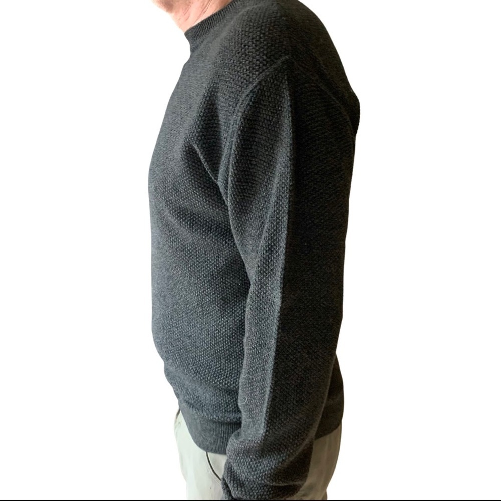 JOSEPH ABBOUD Crewneck Sweater 100% Cotton Textured Knit Grey Pullover Size M - Picture 3 of 14